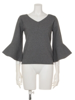 バックチェーンベル袖ニット(グレー)/グレー