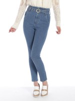 ベルト付きハイエウストパンツ/ブラウン