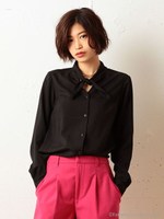 ボウタイブラウス/ブラック