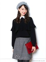 裾刺繍台形ミニスカート(グレー)/グレー