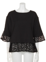 袖口スリットレイヤードPO/ブラック