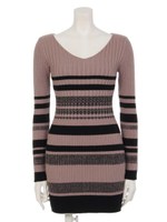 美ラインリブニットボーダーOP/オフホワイト