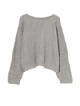 両畦ショートニットトップ/GRAY