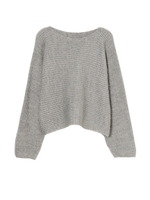 両畦ショートニットトップ/GRAY