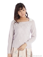 ふわるんクロススカラップニット/シロ