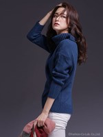 バックスリットタートルニットプルオーバー/チャコール