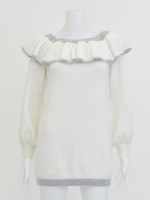 フリルオフショルニットワンピ/WHT