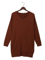 【人気アイテム】レースUPカシミヤタッチコクーン/チュニック/ボルドー