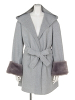 袖口ファー取り外しフーディーガウン/グレー