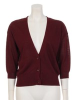 Vネックドロップショルダー7分袖CD/ボルドー