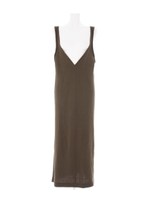 天竺編V首ニットワンピース/ブラック