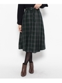 ベルト付きチェック柄ミモレ丈スカート/ネイビー(293)