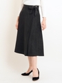 スエードラップ風フレアスカート/ブラック