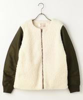 ボア切り替えノーカラーブルゾン