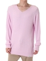 【AZUL by moussy】RNケーブルニットVネック長袖プルオーバー/L/PNK