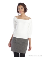 スクエアネックTOPS/キャメル