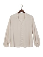 ★JOC ピーチ 無地Vネック ブラウス/Kelly