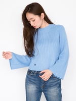 STAND COLLAR KNIT TOP/アッシュ