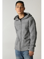 【AZUL by moussy】JQDモールニットZIPパーカー/GRY