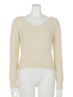 シンプルVネックニット/グレー