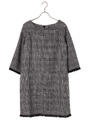 チェック柄フリンジワンピース/アイボリー
