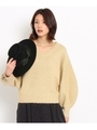 ボリューム袖Vネックニット/ライトベージュ(051)