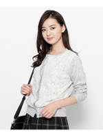 ラッセルレース重ねニットカーディガン/ライトグレー(011)