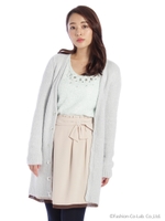 ラ・シュシュフルールボタンチュニックニットカーディガン/シロ