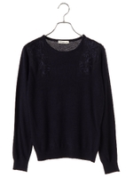 レースディティールニットプルオーバー/ボルドー