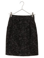 P.フロッキ―ジャガードスカート/ブラック