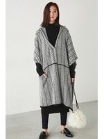 【AZUL by moussy】ポンチョフーディカーディガン/T.GRY