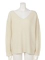 カシミヤ混Vネックニット/WHITE MID