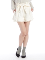 リボンプリーツショートパンツ/オフホワイト