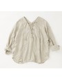 Linen likeレースアップブラウス/NATURAL