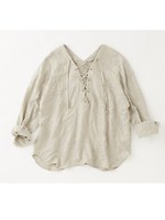 Linen likeレースアップブラウス/NATURAL