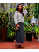 【anap mimpi】カラフルフリンジ付きスウェットロングスカート/NVY