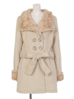 ビッグファーカラー2ウェイコート/ベージュ