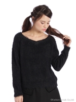 フェザーVネックニット/ホワイト