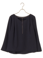 ・チョーカー付きブラウス/ネイビー