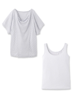 タンクトップ付ブリアボーダープルオーバー/ライトグレー(311)