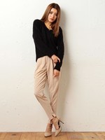 ハイウエストクロップドパンツ/ベージュ