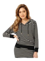 ボーダースウェットパーカー/WHITE