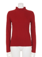 【mystic】フリルタートルリブニット/レッド