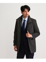 CS_ウールライクポリエステルスタンドカラーコート/チャコールグレー(014)