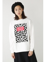 【AZUL by moussy】レオパードボックスロゴ裏毛プルオーバー/O/WHT