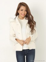 ファーカラーショートダッフルCT/L/BEG