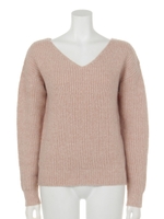 前後Vネックニットトップス/オフホワイト