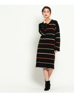 アクリルニットスリットワンピース/ブラック(019)