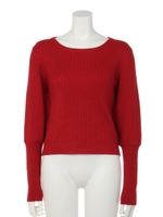 【mystic】ワイドリブ袖パフニット/RED