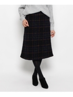 ベルト付きブークレチェックスカート/ブラウン系(244)